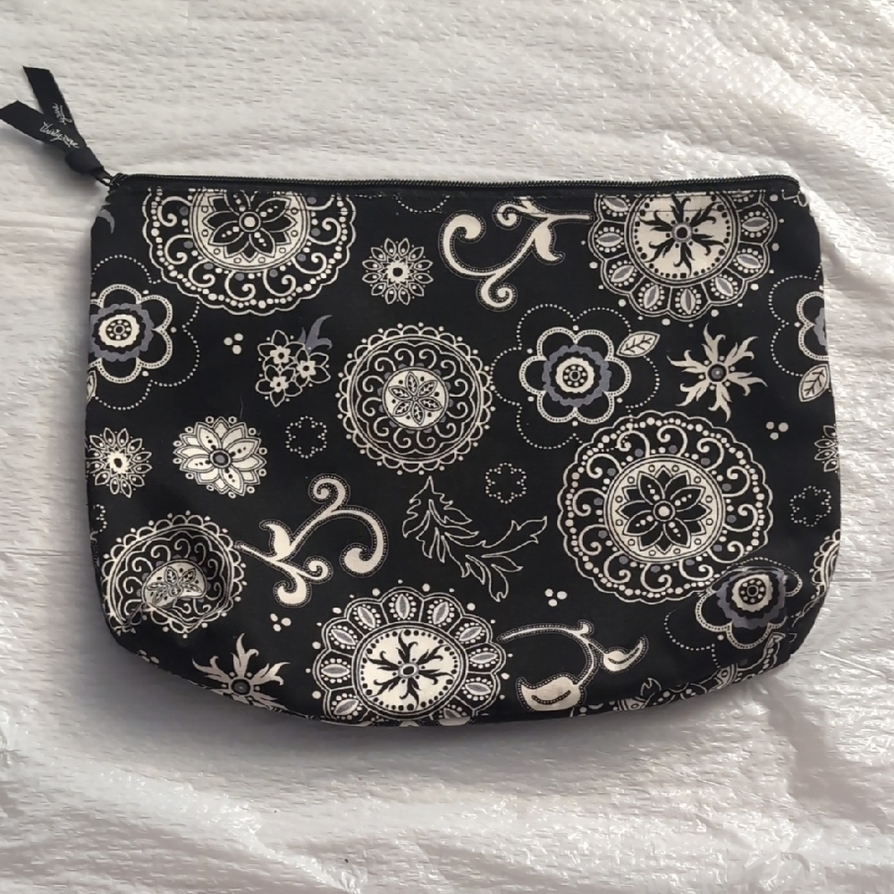 Thirty-One Black and White Floral Paisley Cosmetic Bag